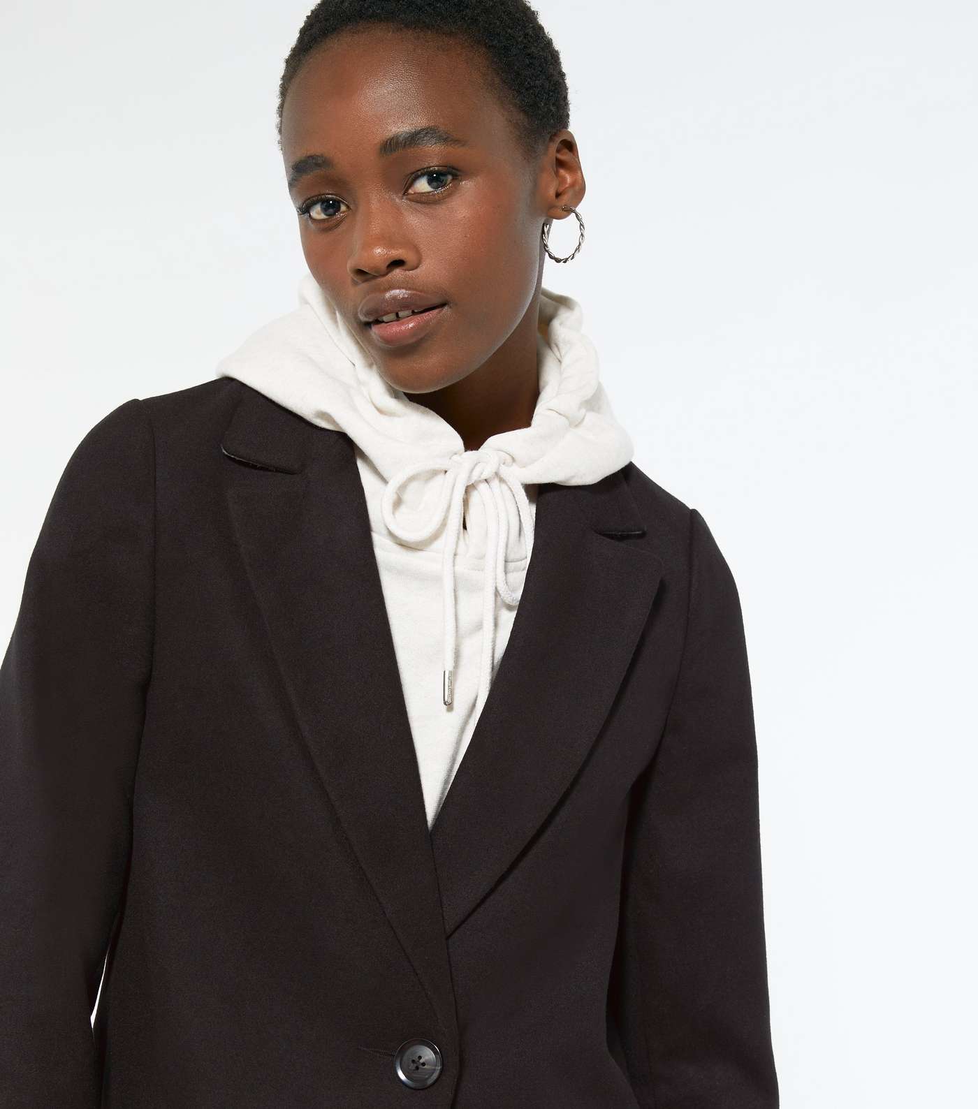 Tall Black Revere Collar Long Coat Image 3