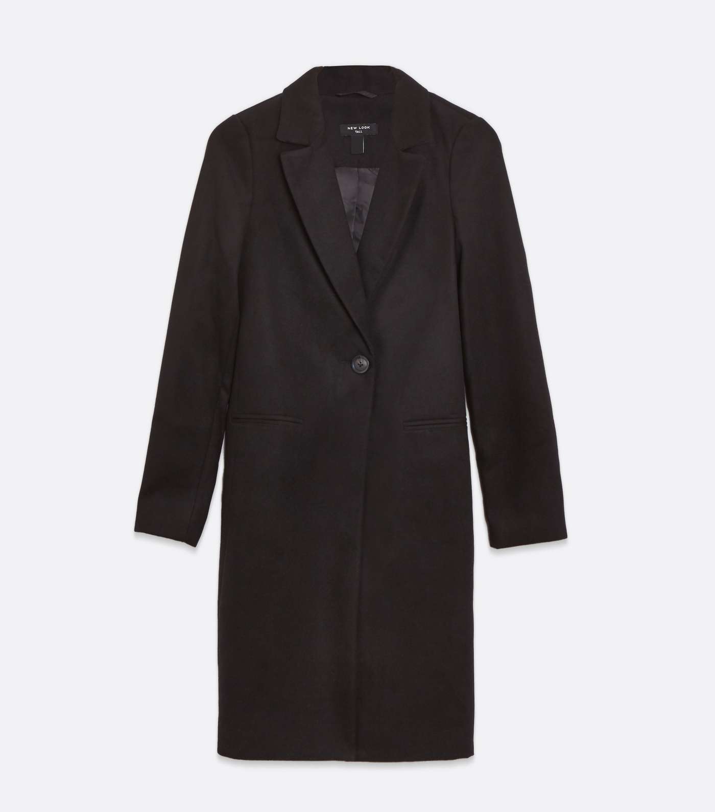 Tall Black Revere Collar Long Coat Image 5