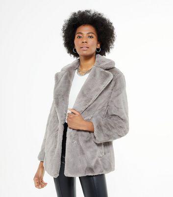 Grey faux hotsell fur coat