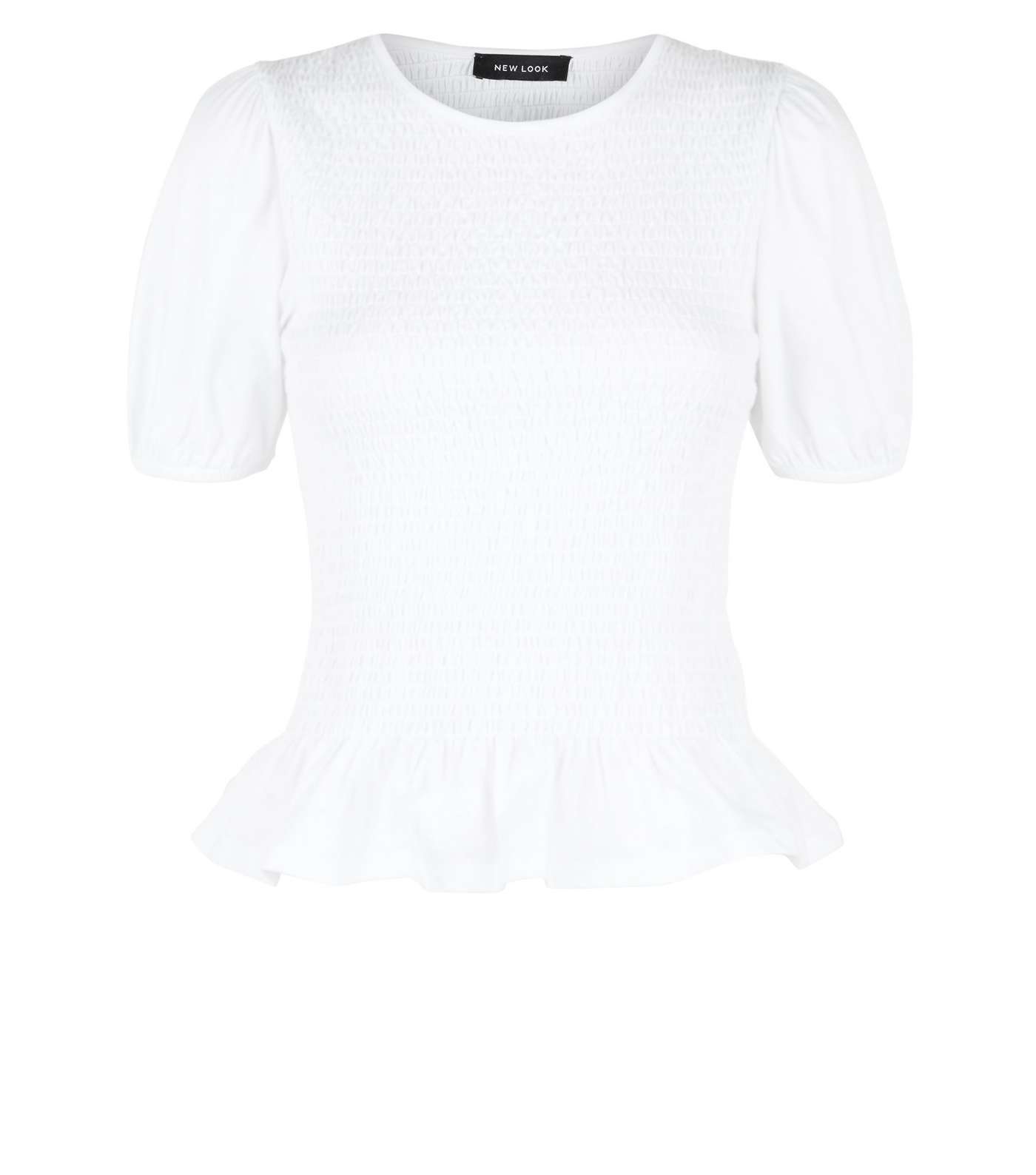 White Shirred Peplum Hem T-Shirt Image 4