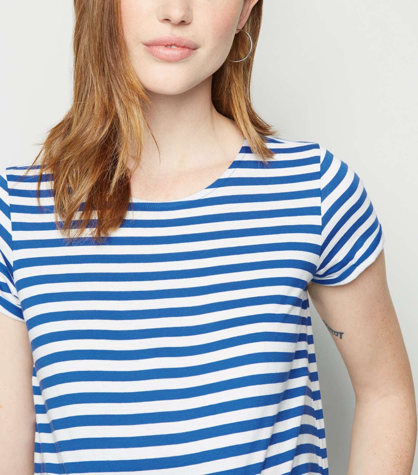 Maternity Blue Stripe Short Sleeve T-Shirt Image 5