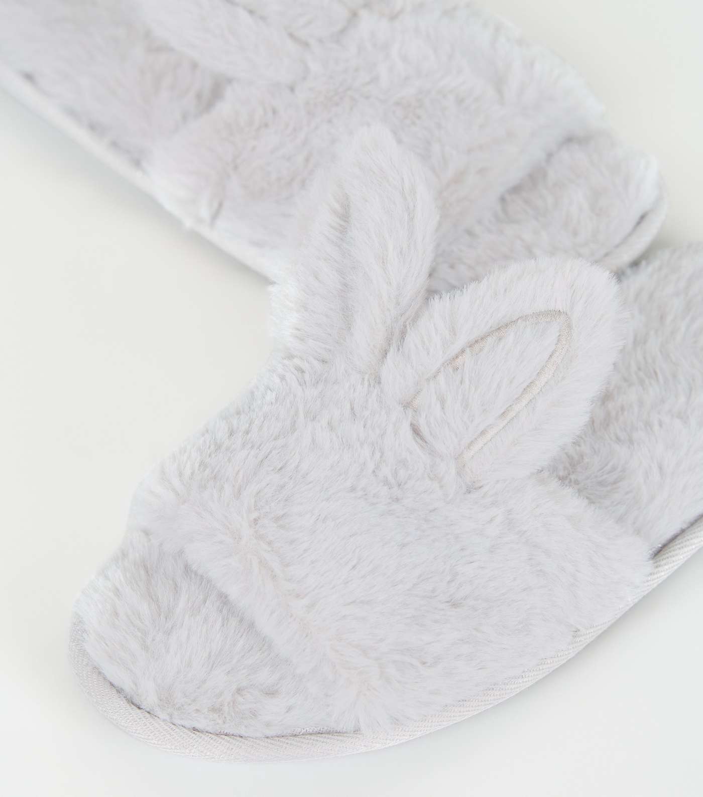 Grey Faux Fur Bunny Ear Slipper Sliders Image 4