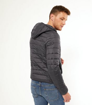 Grey Hooded Puffer Jacket | New Look