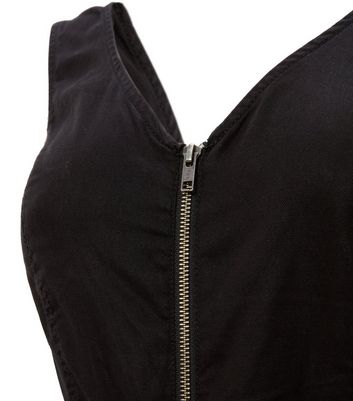 black zip front jumpsuit