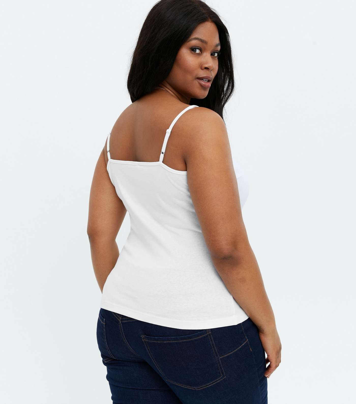 Curves White Longline Strappy Cami  Image 4