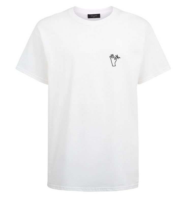 Weisses T Shirt Mit Ok Aufdruck New Look