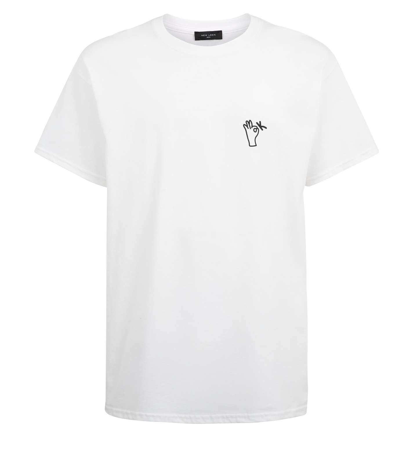 White OK Print T-Shirt Image 4