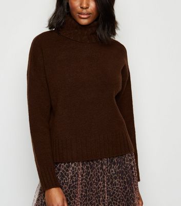 dark brown roll neck jumper