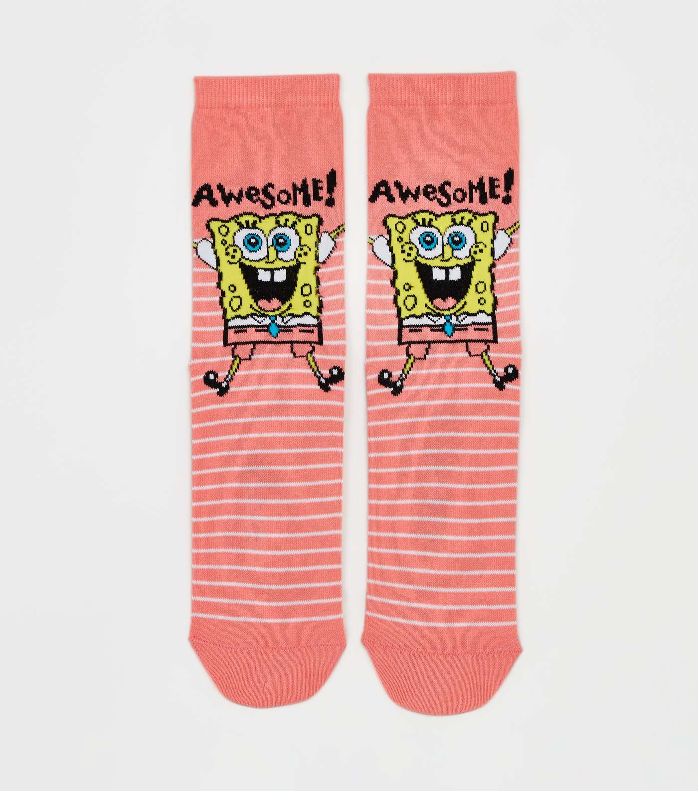 Coral Stripe Awesome Spongebob Socks