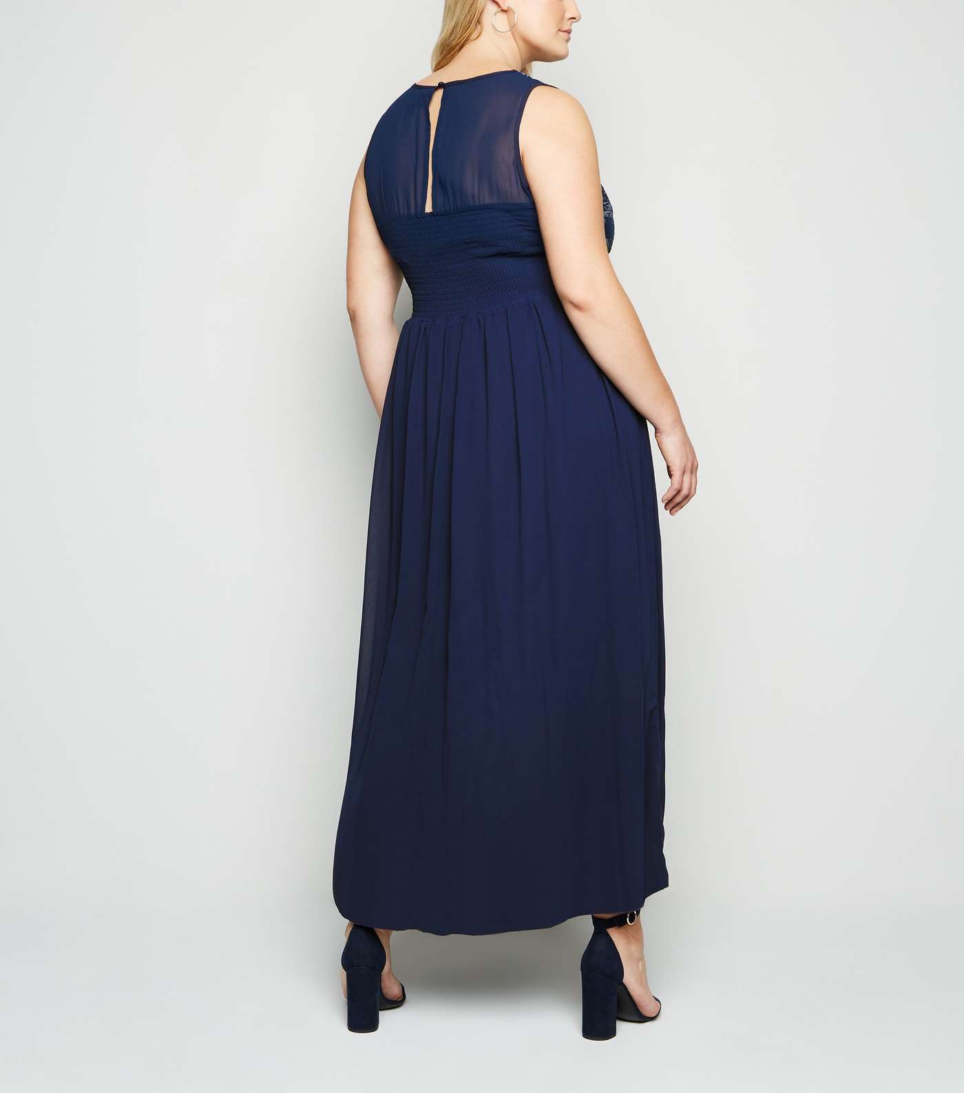 Mela Curves Navy Sequin Chiffon Maxi Dress Image 2