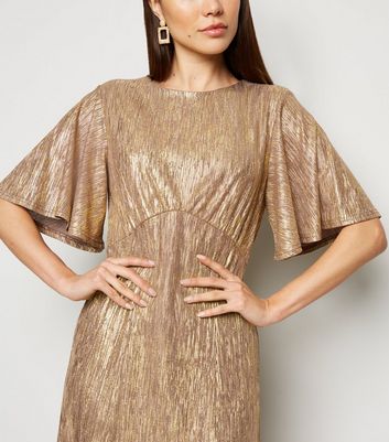 Mela Gold Metallic Midi Dress | New Look
