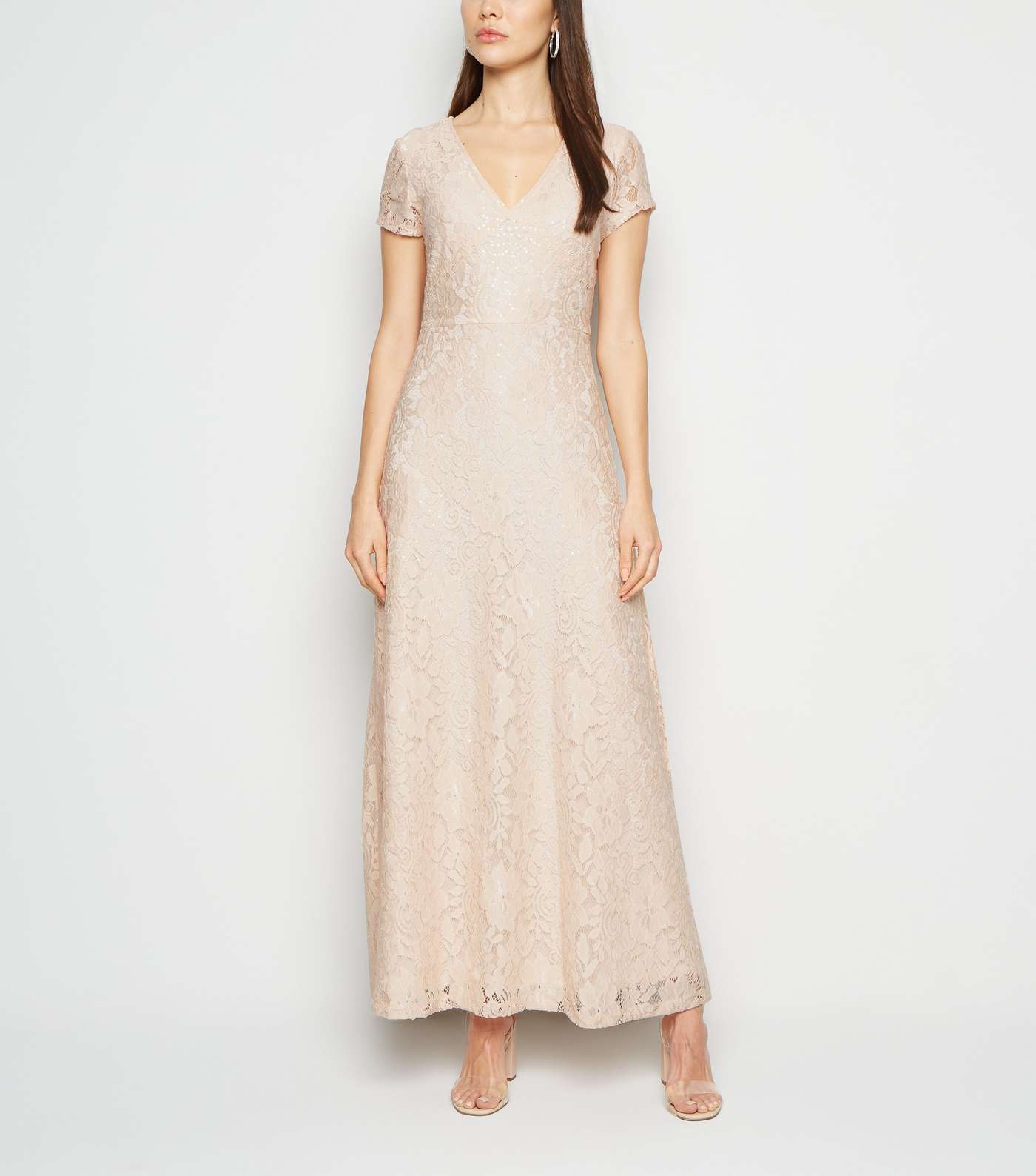Mela Pink Sequin Lace Maxi Dress 