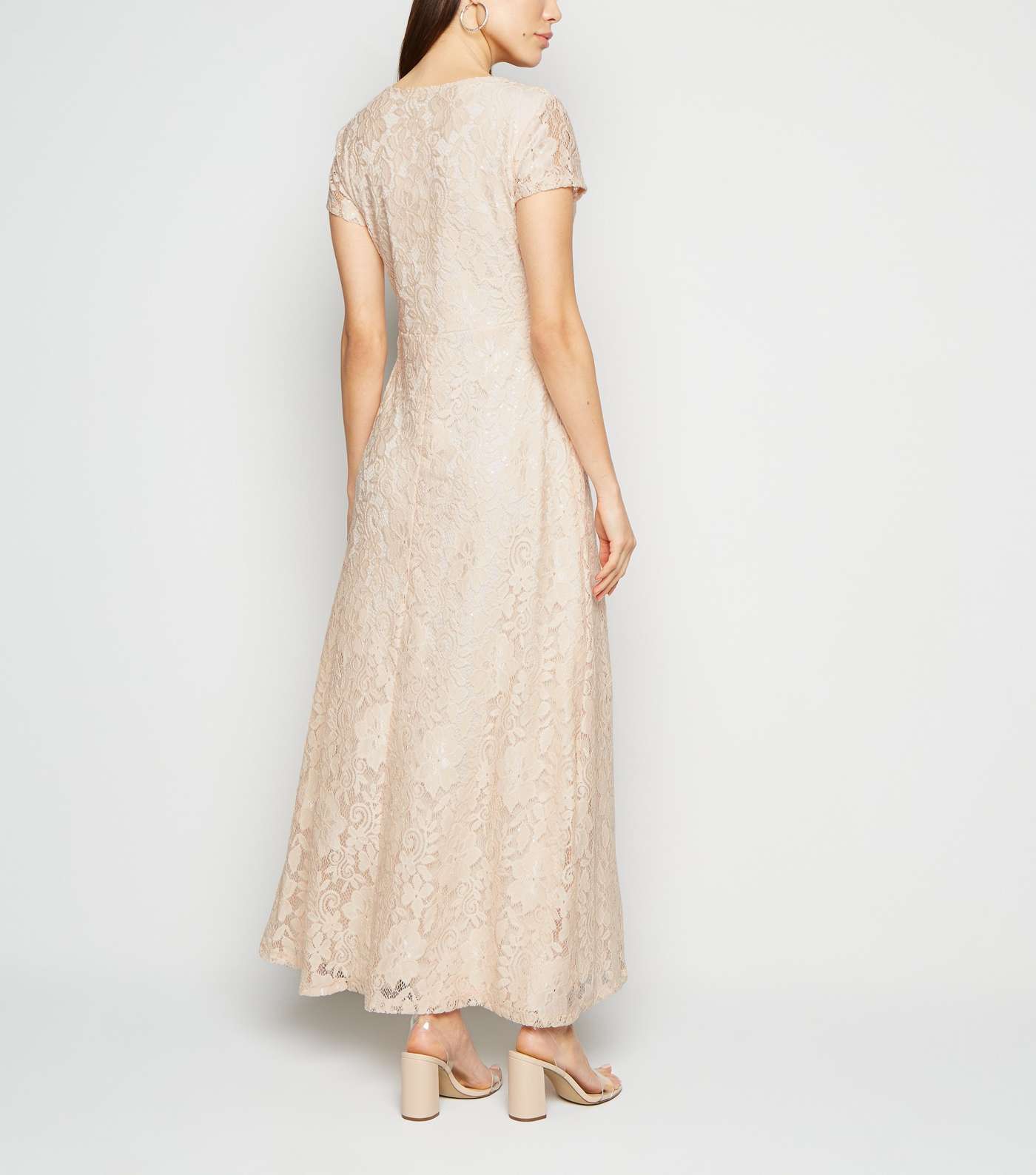 Mela Pink Sequin Lace Maxi Dress  Image 3