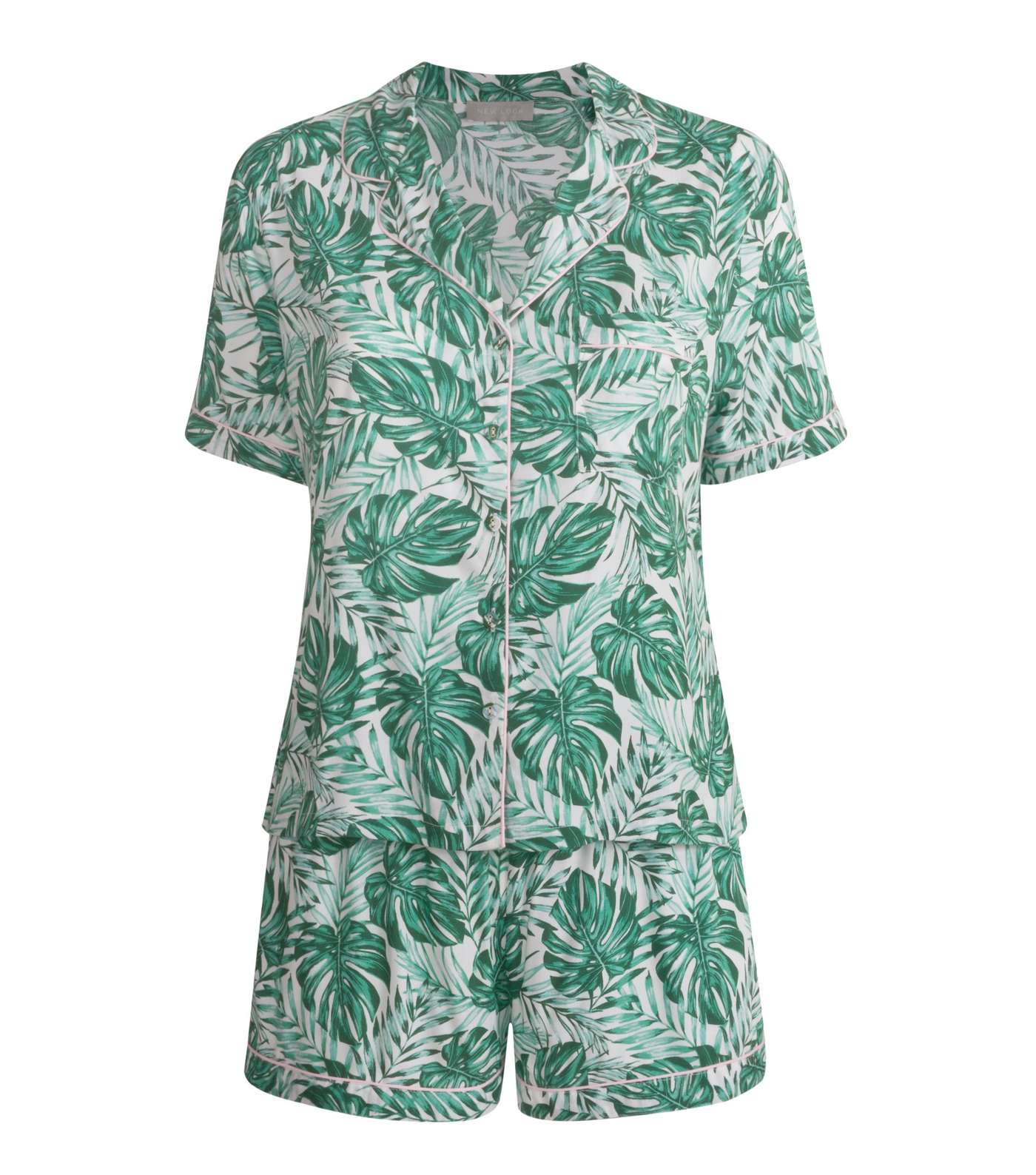 Green Tropical Palm Print Shorts Pyjama Set 