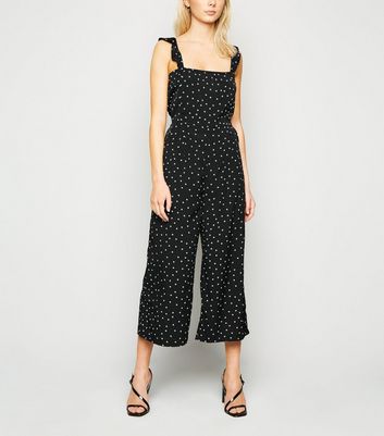 Image of AX Paris Black Spot Cropped Jumpsuit New Look