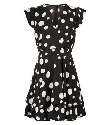 black polka dot skater dress