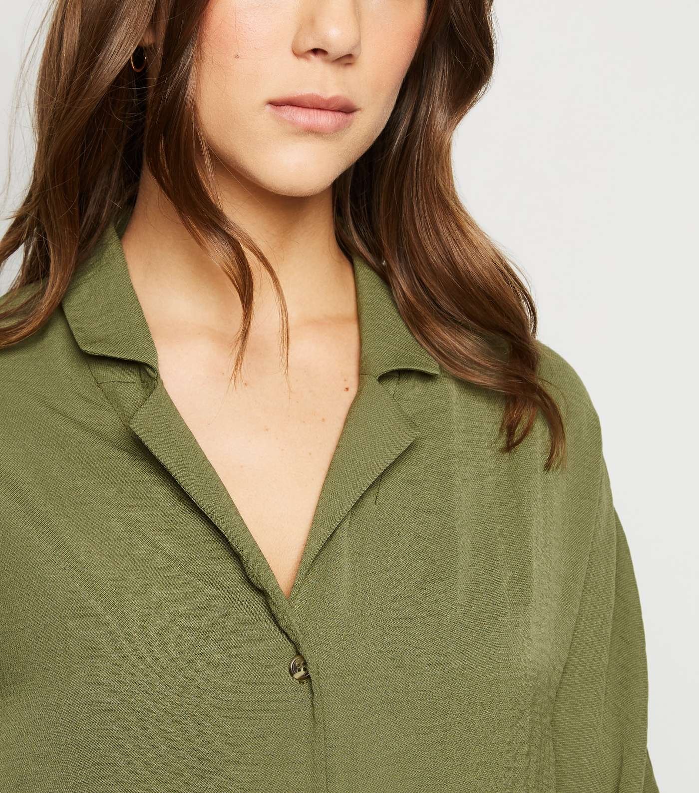 Green Revere Collar Tie Front Shirt  Image 5