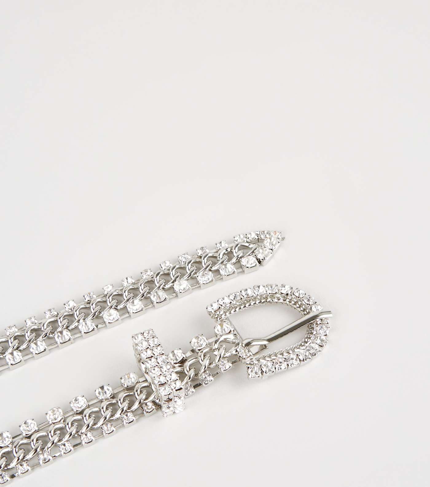 Silver Skinny Diamanté Belt Image 3