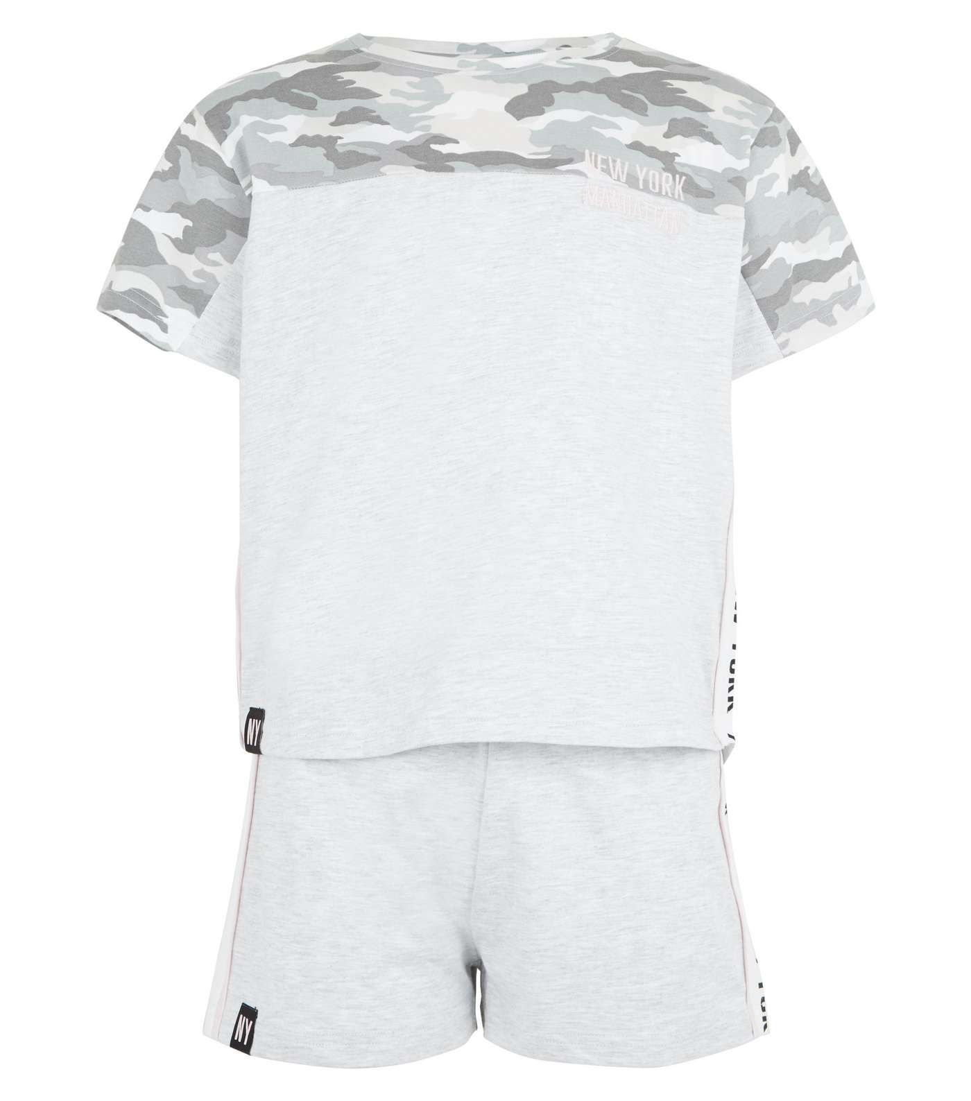 Girls Light Grey Camo Print Pyjama Set Image 4