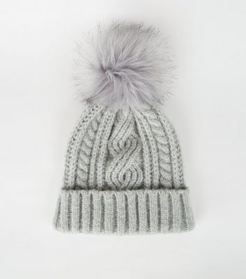 grey bobble hat