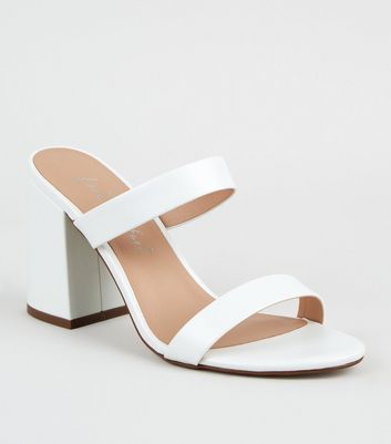 white high heel mules