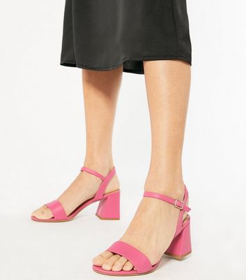 cerise pink block heel sandals