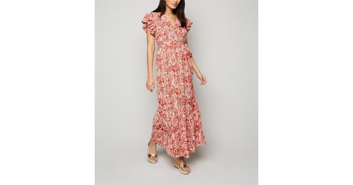 Blue Vanilla Rust Metallic Floral Maxi Dress New Look