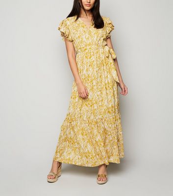 Blue Vanilla Mustard Metallic Floral Maxi Dress | New Look