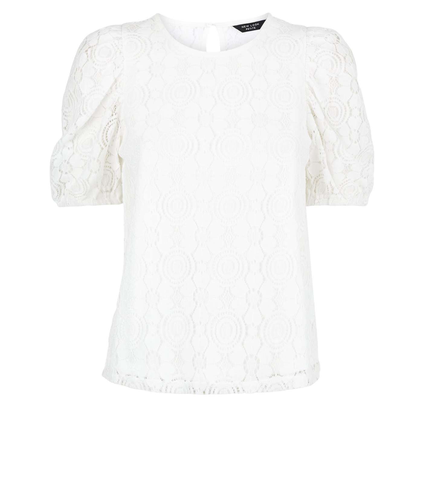 Petite White Lace Puff Sleeve Top Image 4