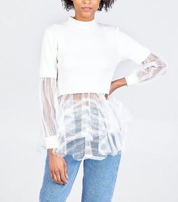 white lace jumper long sleeve