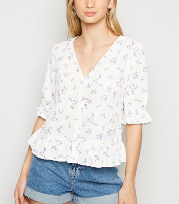 white v neck peplum top