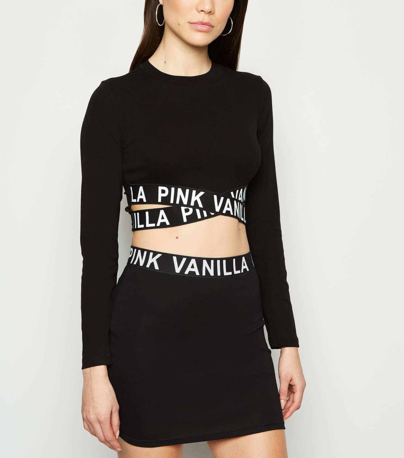 Pink Vanilla Black Slogan Mini Skirt