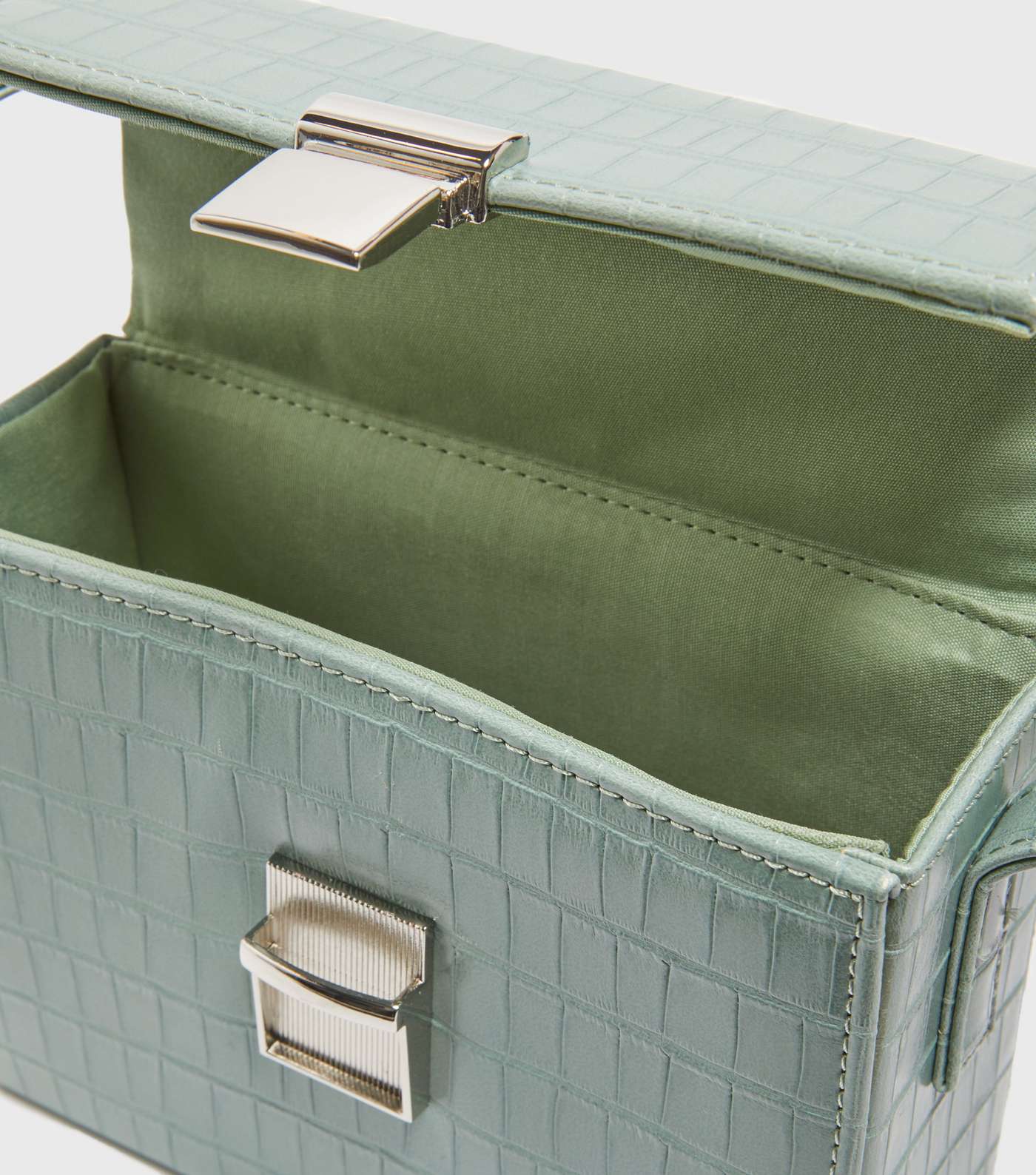 Mint Green Faux Croc Box Bag Image 4