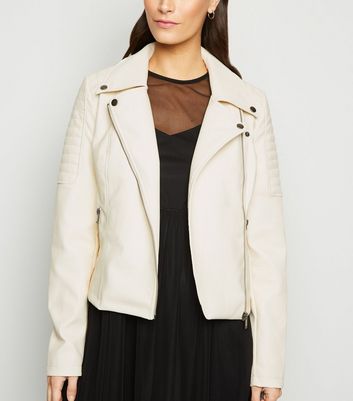 white leather look jacket