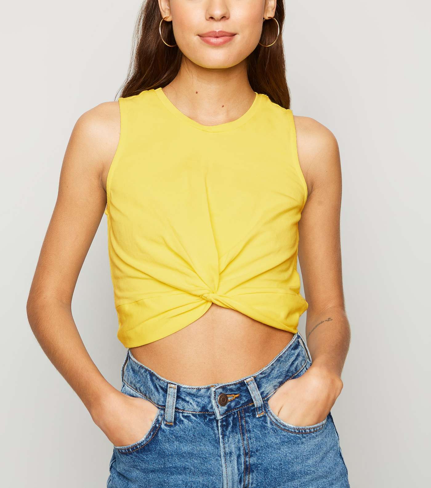 Noisy May Pale Yellow Crop Top