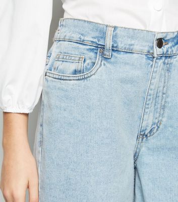 noisy may wide leg jeans with high rise in light blue wash