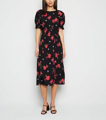 short sleeve floral midi dress