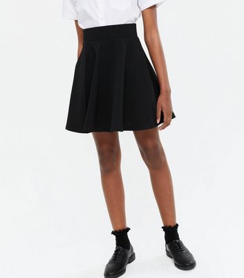 black skater skirt new look