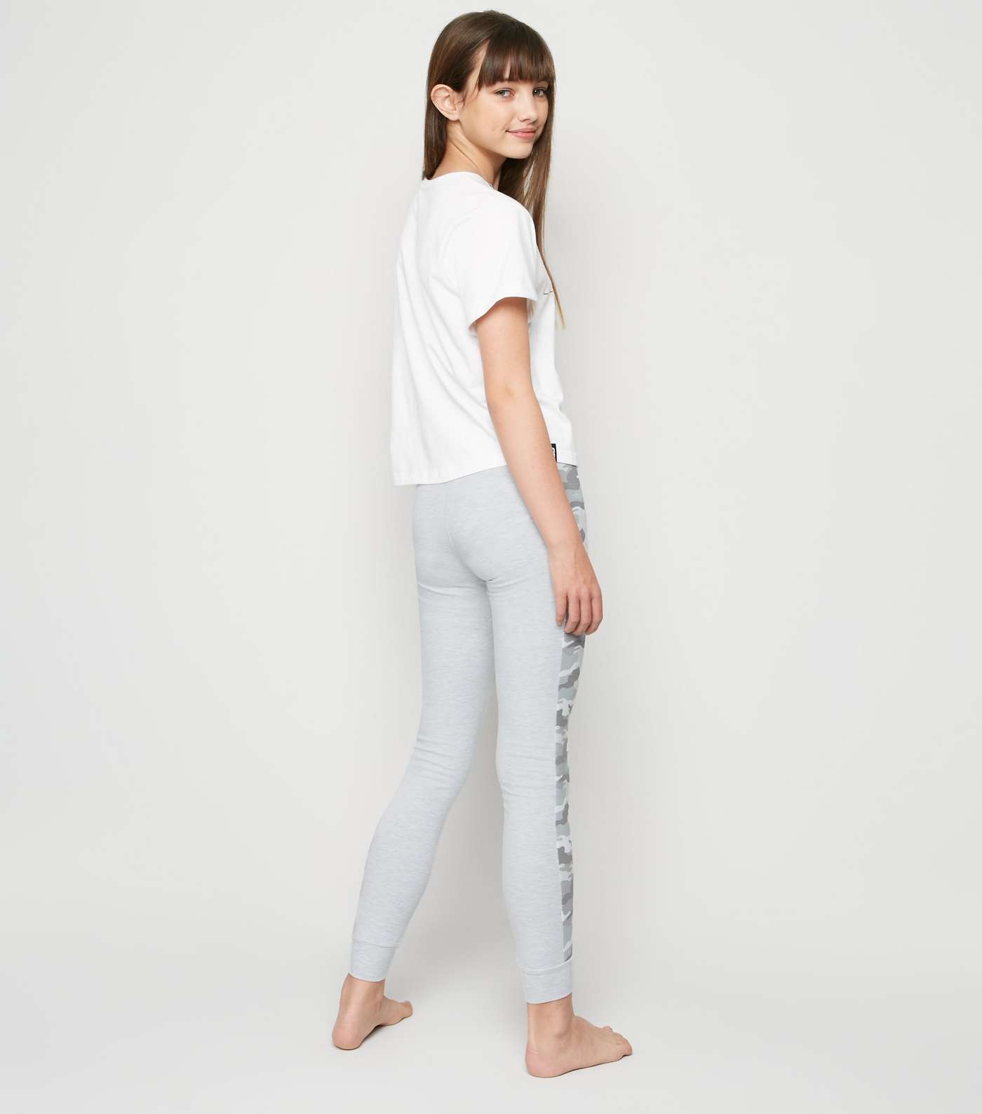 Girls White Camo Stripe Slogan Pyjama Set Image 3