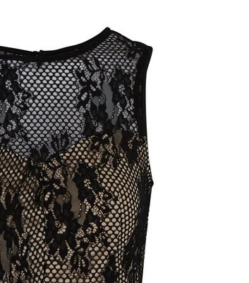 Image of Black Lace Sleeveless Peplum Top New Look