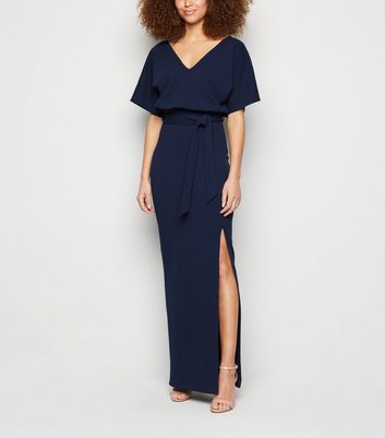 navy maxi dress with sleeves