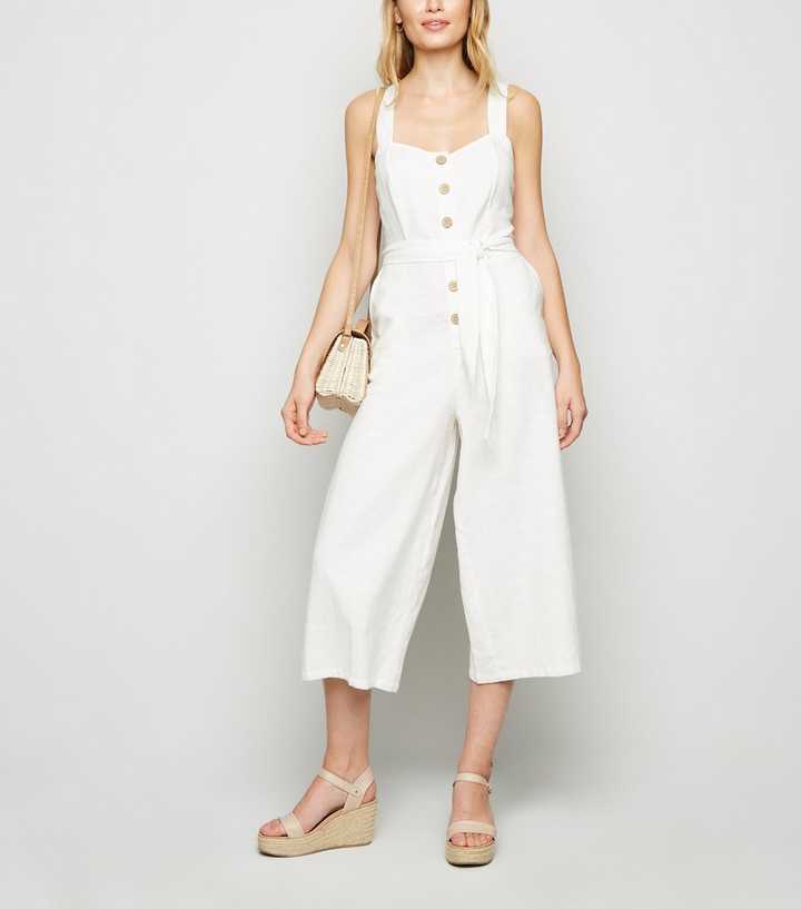White Crop Wide Leg Jumpsuit
