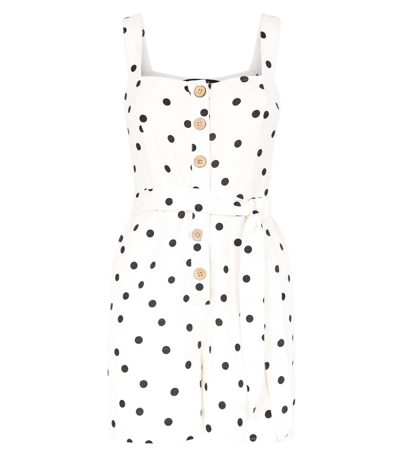 White Spot Button Front Playsuit Image 4