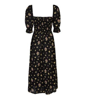 new look floral shirred dress