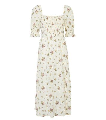 new look floral shirred dress