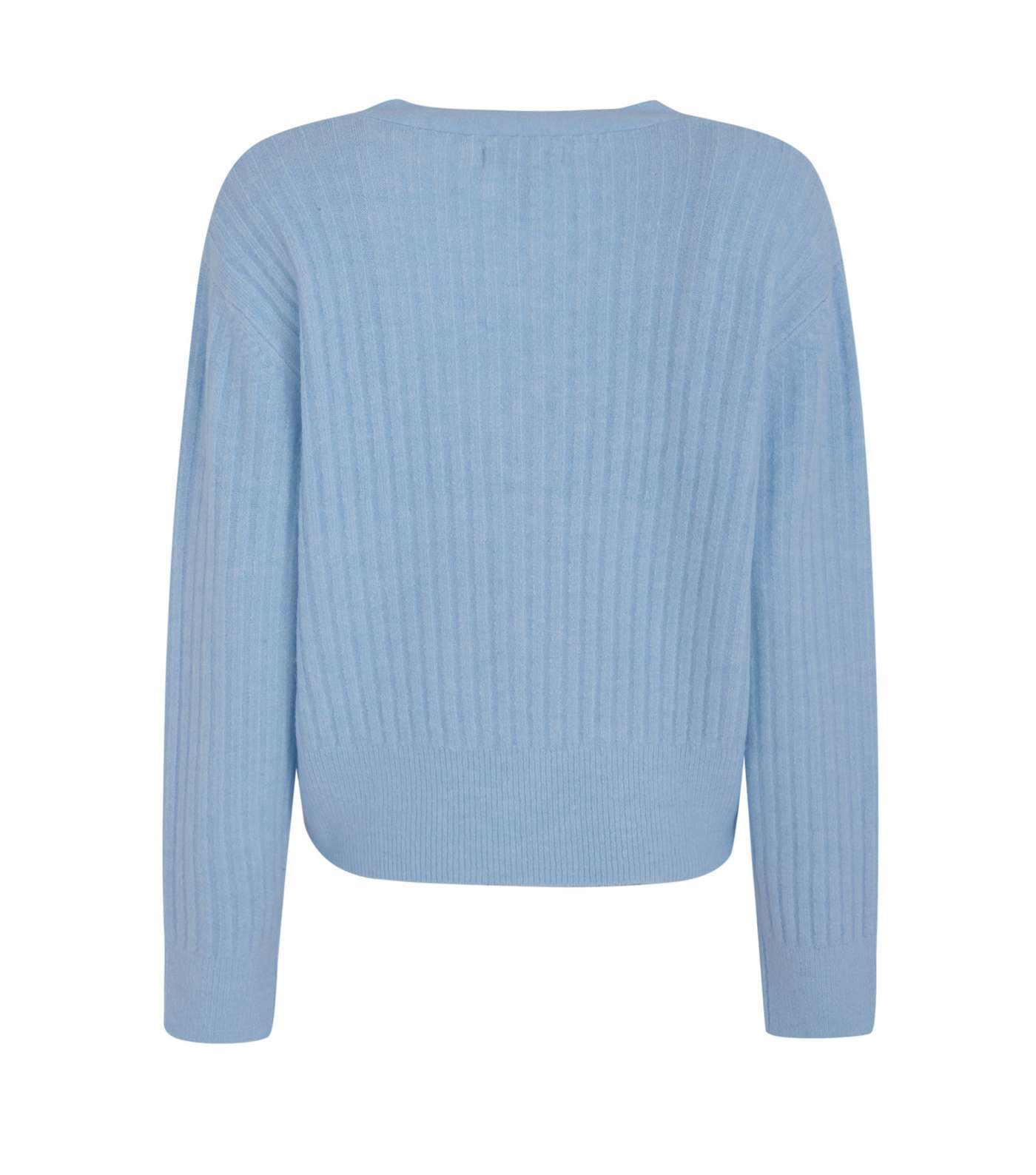 Pale Blue Ribbed Knit Button Up Cardigan Image 2