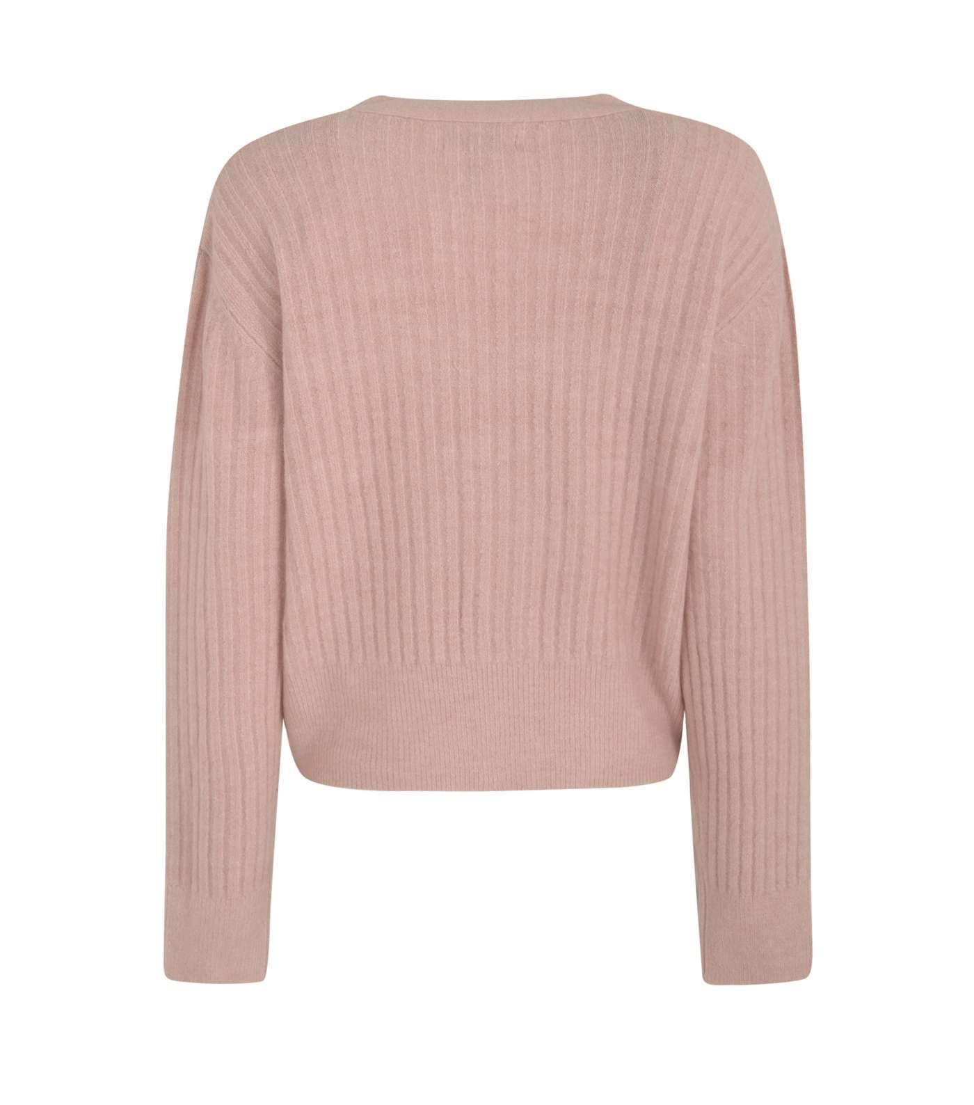 Pale Pink Ribbed Knit Button Up Cardigan Image 2