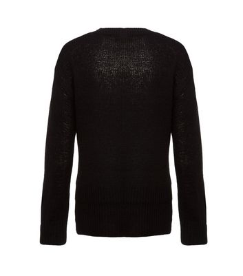 Image of Black Crew Neck Step Hem Jumper New Look