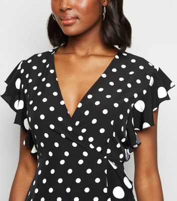 new look polka dot dress black