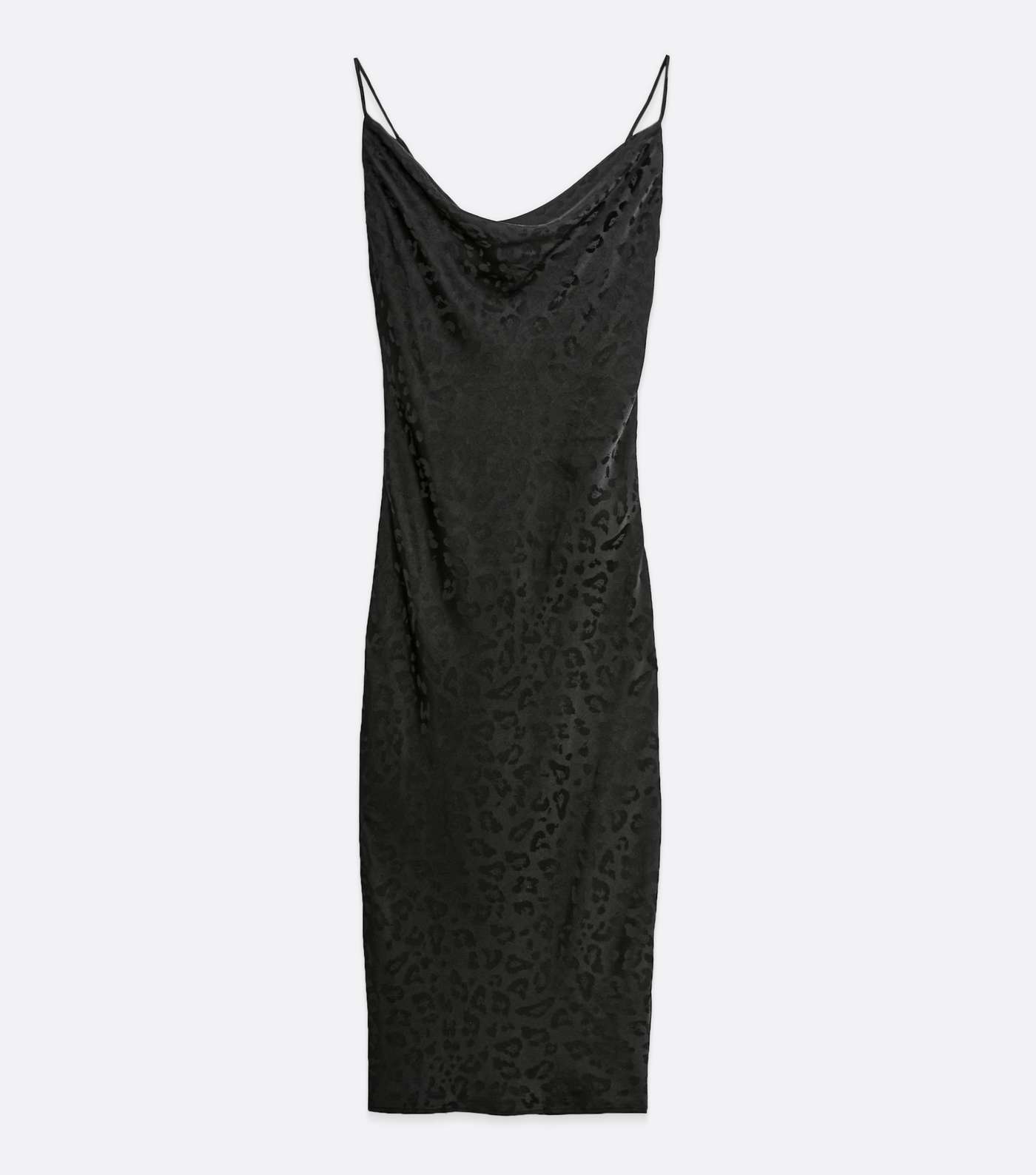 Black Satin Animal Jacquard Midi Slip Dress Image 5